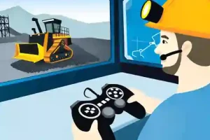 Remote Control Mining Equipment using a video game controller to operate a large bulldozer remotely